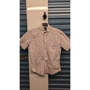 TAILORBYRD Floral Textured Weave Checker‎ Short Sleeve Button Front Shirt Medium